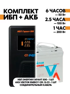 Комплект ИБП Гарант 500 + АКБ GPL 12-33