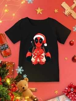 Новогодняя детская футболка Deadpool Дэдпул Новый год