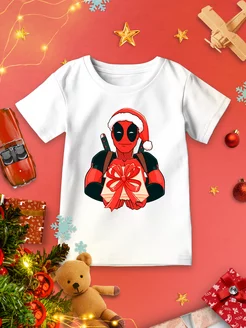 Новогодняя детская футболка Deadpool Дэдпул Новый год