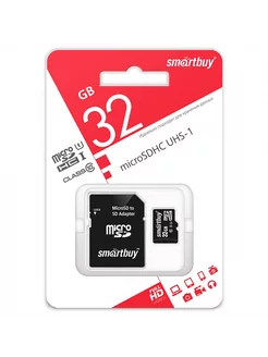 карта памяти Smartbuy 32GB Class 10 UHS-I (с адаптером SD)