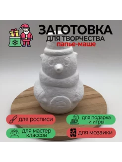 Снеговик заготовка для новогодней поделки папье-маше