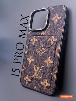 Чехол на iphone 15 pro max с картой Louis Vuitton LV Стразы