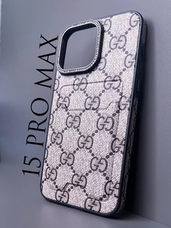 Чехол на iphone 15 pro max с картой Gucci Стразы