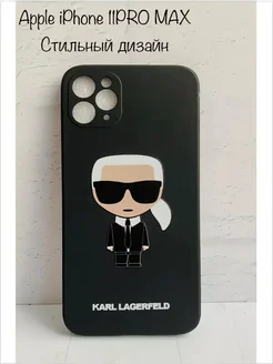 Чехол 11 pro max с принтом и защитой камеры Karl Lagerfeld