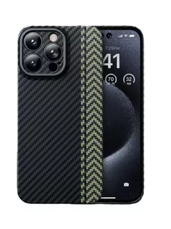 Карбоновый чехол Kevlar на iPhone 15 Pro