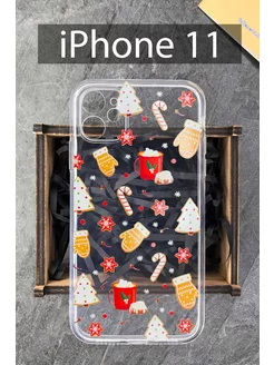 Чехол на iPhone 11 с новогодним принтом силиконовый