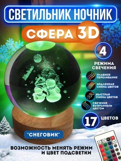 Светильник стеклянный шар 3D-Снеговик