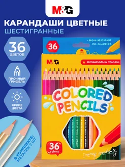 Карандаши цветные, шестигранные, 36 цветов