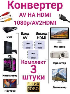 Конвертер AV на HDMI и аудио