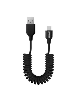 Спиральный кабель USB - TYPE-C, 1М