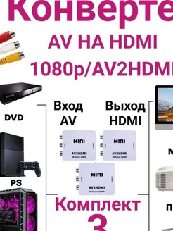 Конвертер AV на HDMI и аудио