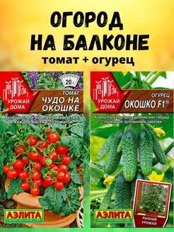 Набор семян томат и огурец Окошко для подоконника и сада