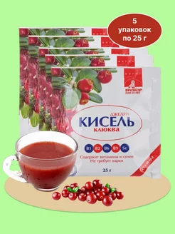 Кисель "Джели+" с клюквой 25г, 5 уп