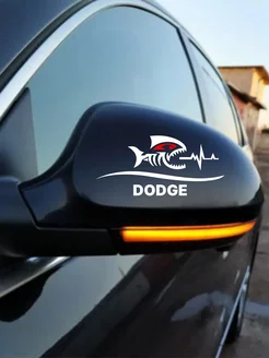 Наклейка на зеркало пиранья Dodge 7х15см