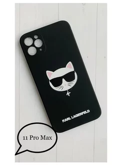 Чехол 11 pro max с принтом и защитой камеры Karl Lagerfeld