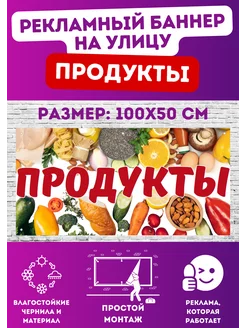 Информационный постер-баннер "Продукты", 1000х500мм