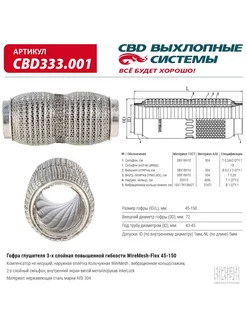 Гофра (сильфон) глушителя 45х150 мм WireMesh-Flex