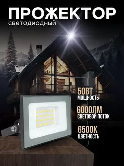 Прожектор LED 50W 6500К 6000Лм 220V IP65 серый