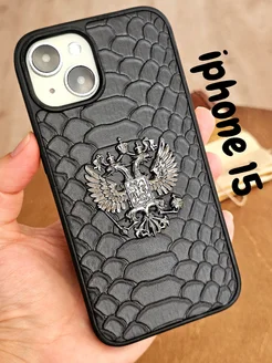 Чехол на iPhone 15 герб России питон