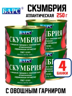 Скумбрия с овощами в томатном соусе, 250 г - 4 шт