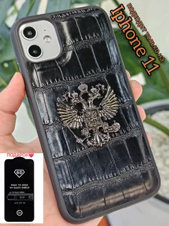 Чехол на iPhone 11 герб России эко кожа премиум