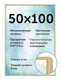 Металлическая рамка для постера 50х100 см