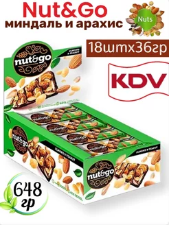 Батончики злаковые nut&go миндаль с арахисовой пастой